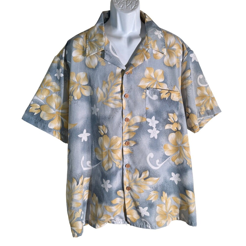 ROUNDY‎ BAY Men's Short Sleeve Button Down Floral Hawaiian Shirt XXL